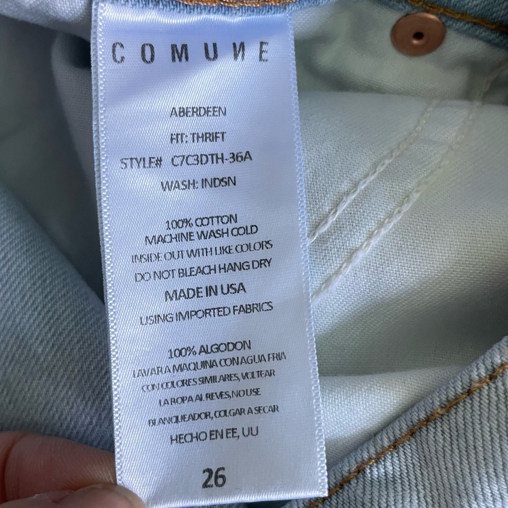 COMUNE Los Angeles Straight leg Distressed Jeans Size 26 Light Wash - Picture 9 of 10